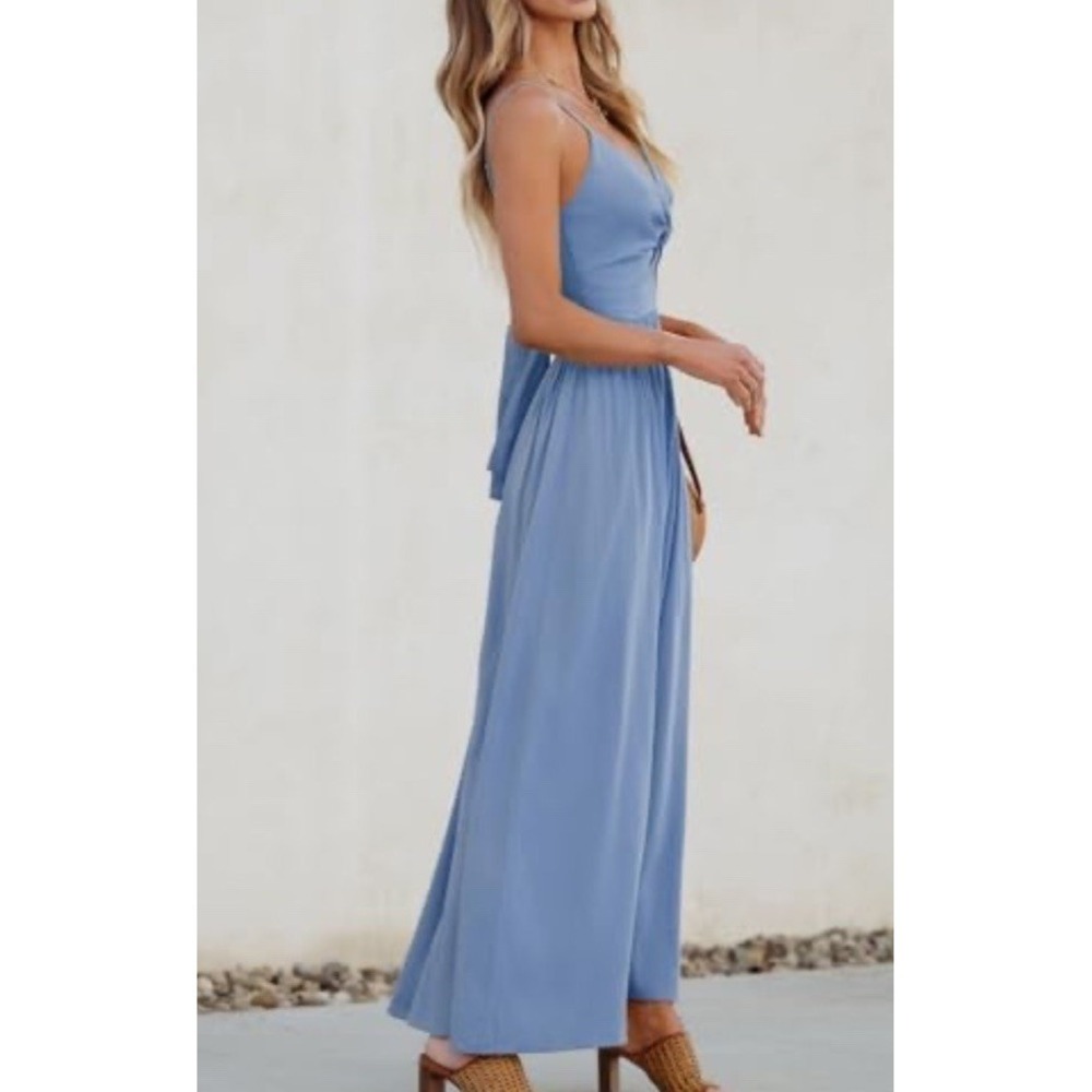 Cupshe Open Back Blue Front Twist Keyhole Maxi Dress SZ M NWT - Picture 5 of 8